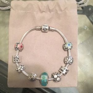 Pandora Bracelet with 9 Charms 7inch